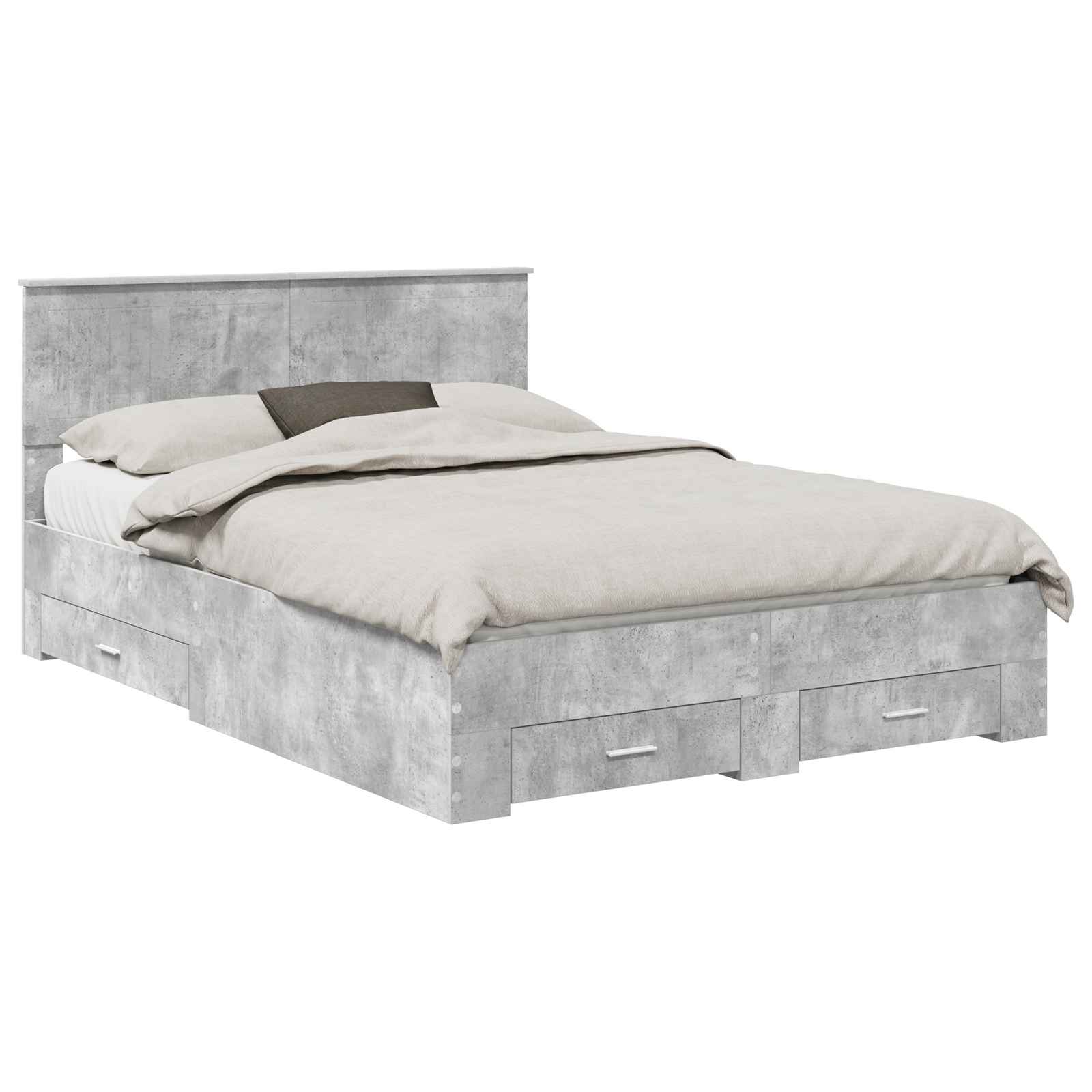 Struttura del letto con cassetto Grigio Cemento 135 x 190 cm | homemem39