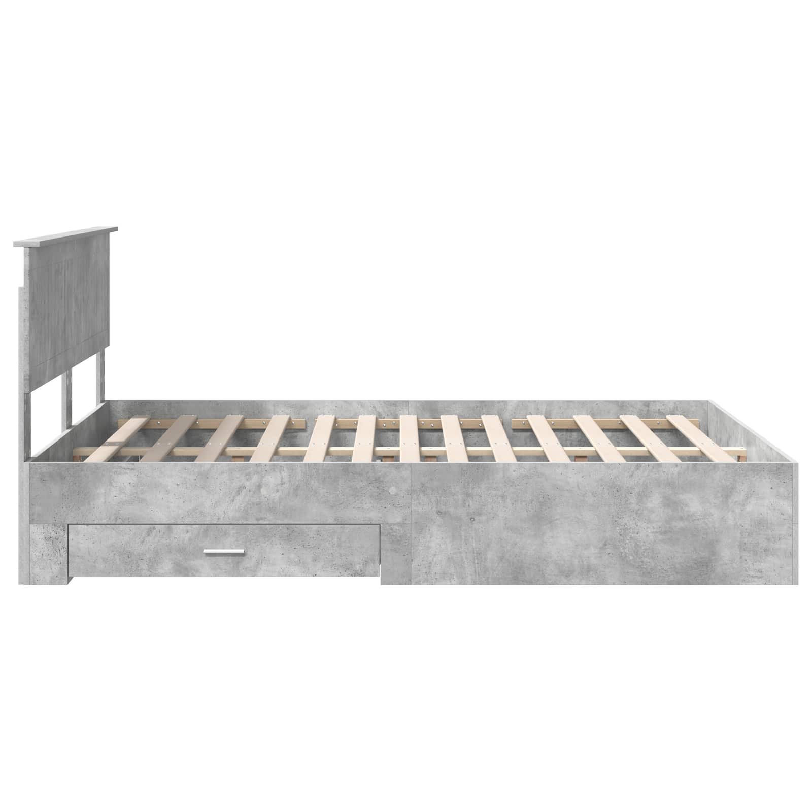 Struttura del letto con cassetto Grigio Cemento 135 x 190 cm | homemem39