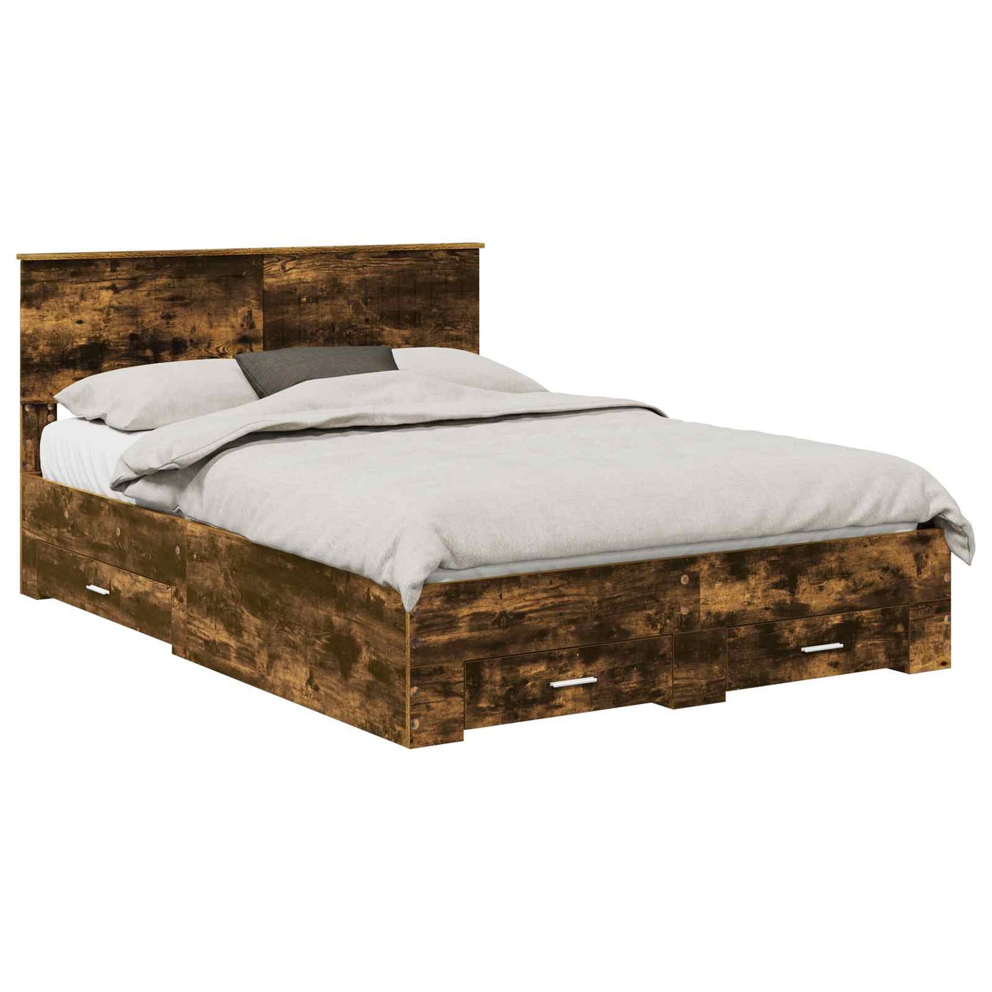 Struttura del letto con cassetto Rovere Fumo 135 x 190 cm | homemem39