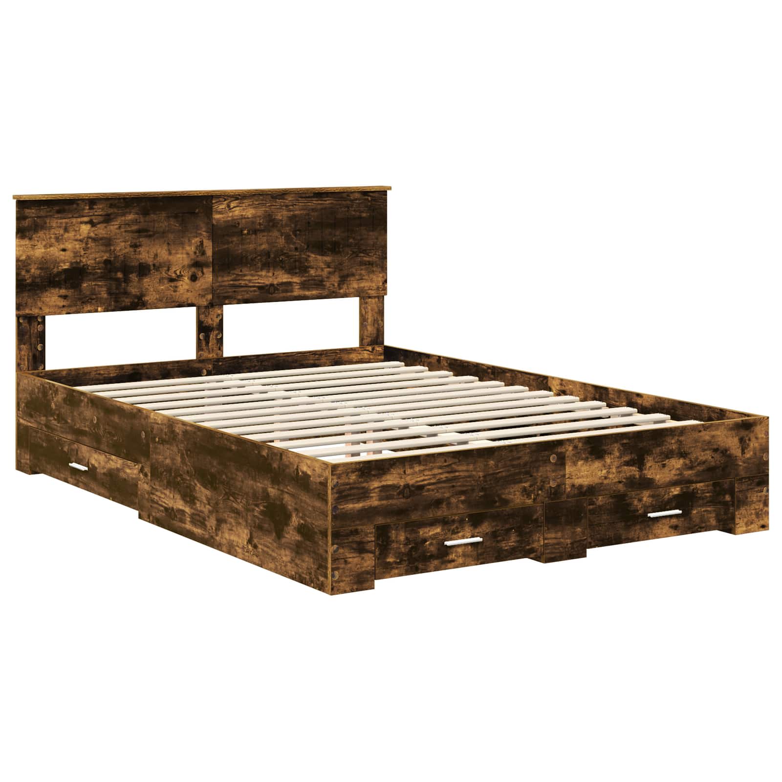 Struttura del letto con cassetto Rovere Fumo 135 x 190 cm | homemem39