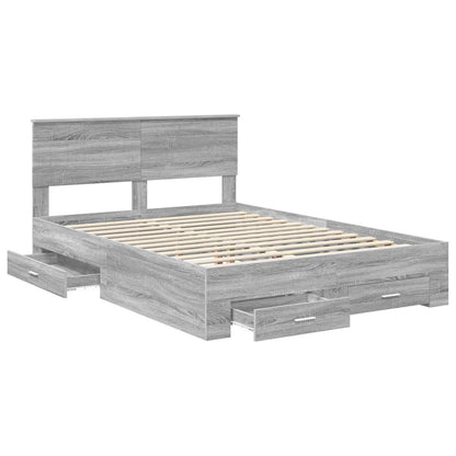 Struttura del letto con cassetto Sonoma grigio 135 x 190 cm | homemem39