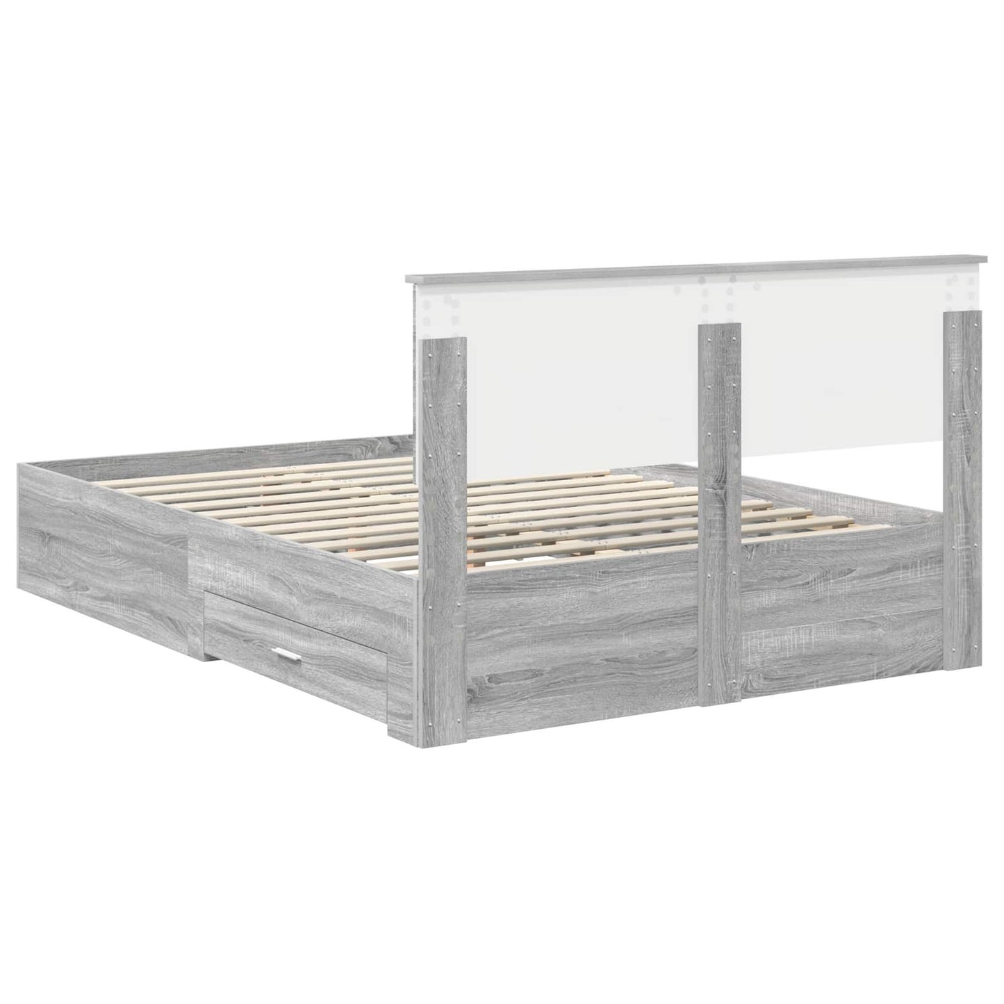 Struttura del letto con cassetto Sonoma grigio 135 x 190 cm | homemem39