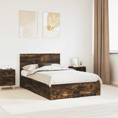 Struttura del letto con cassetto Rovere Fumo 120 x 200 cm