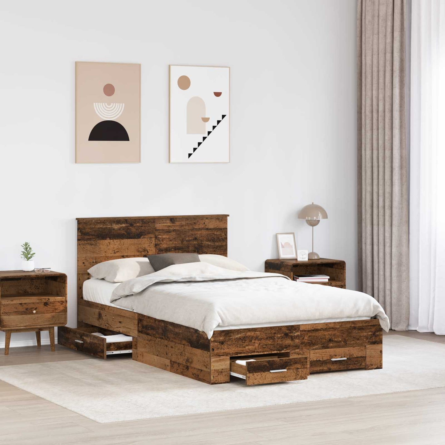 Struttura del letto con cassetto Legno antico 120 x 190 cm | homemem39