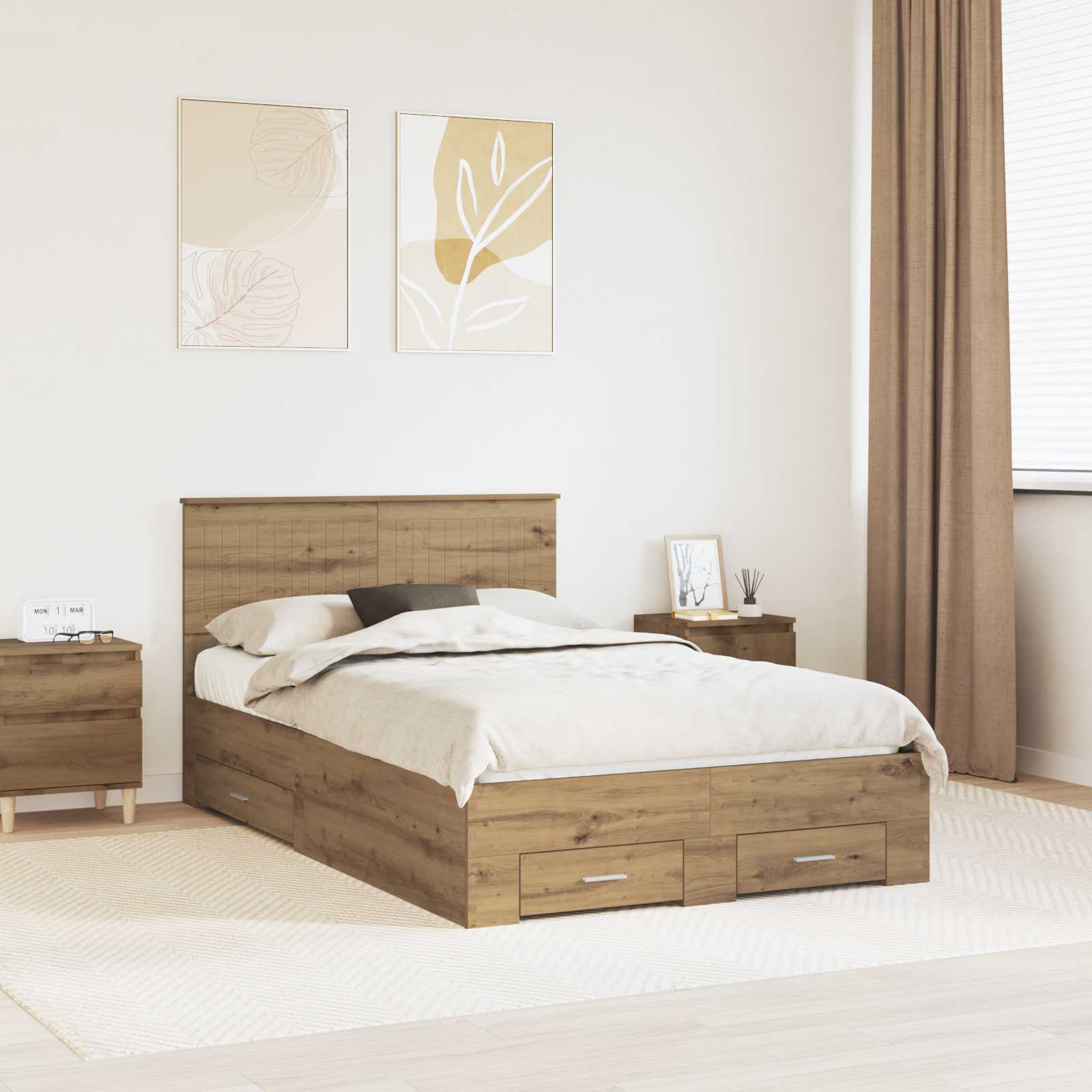 Struttura del letto Rovere Artigianale 120 x 190 cm | homemem39
