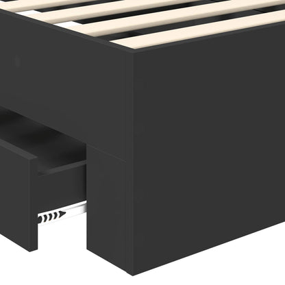 Struttura del letto con cassetto Nero e Argento 100 x 200 cm | homemem39
