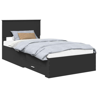 Struttura del letto con cassetto Nero e Argento 100 x 200 cm | homemem39