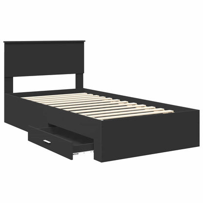 Struttura del letto con cassetto Nero e Argento 100 x 200 cm | homemem39