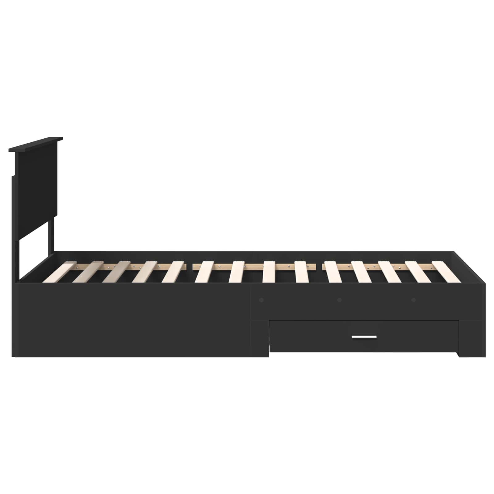 Struttura del letto con cassetto Nero e Argento 100 x 200 cm | homemem39