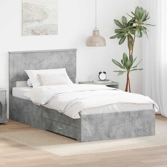Struttura del letto con cassetto Grigio Cemento 100 x 200 cm | homemem39