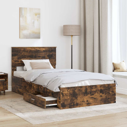 Struttura del letto con cassetto Rovere Fumo 100 x 200 cm | homemem39