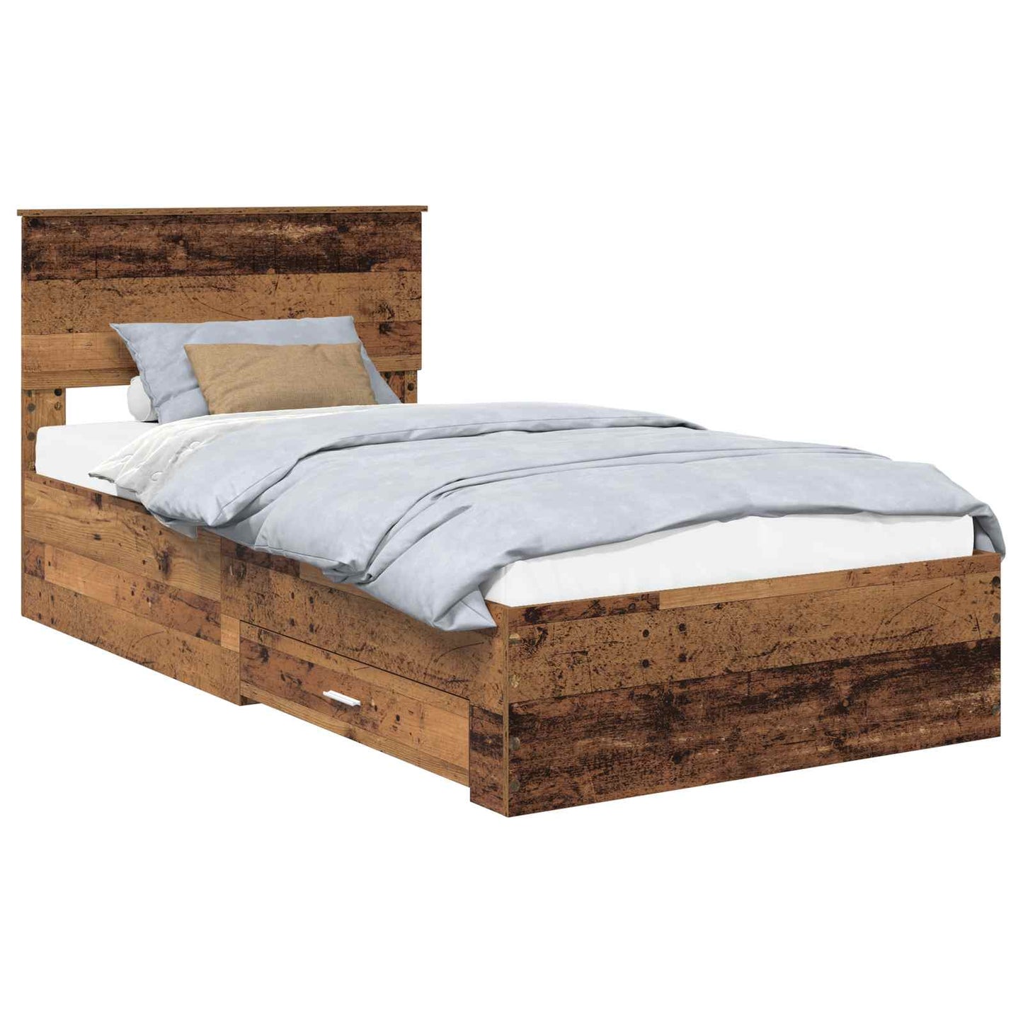 Struttura del letto con cassetto Legno antico 100 x 200 cm