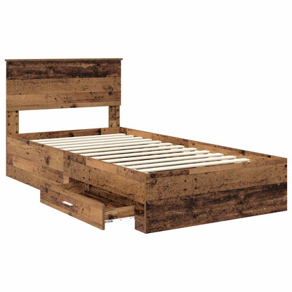Struttura del letto con cassetto Legno antico 100 x 200 cm | homemem39