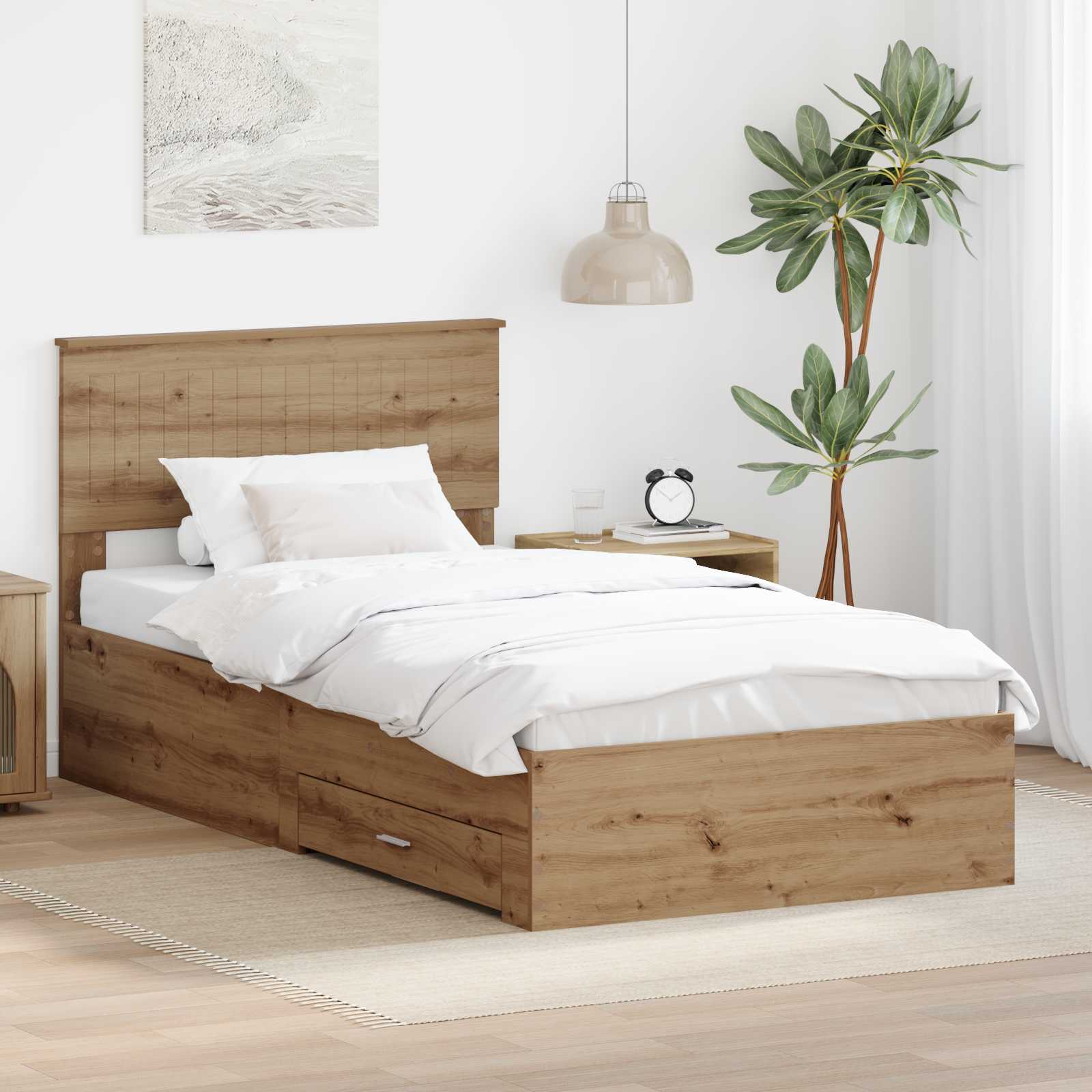 Struttura del letto Rovere Artigianale 100 x 200 cm | homemem39