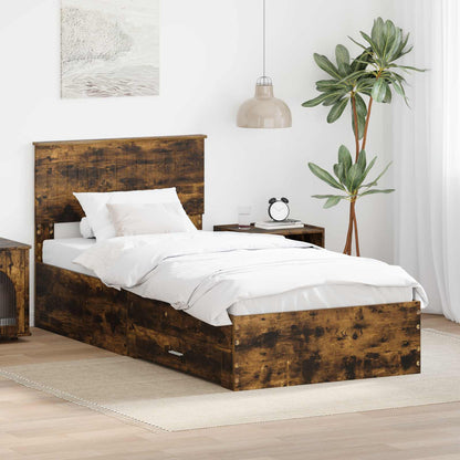 Struttura del letto con cassetto Rovere Fumo 90 x 190 cm | homemem39