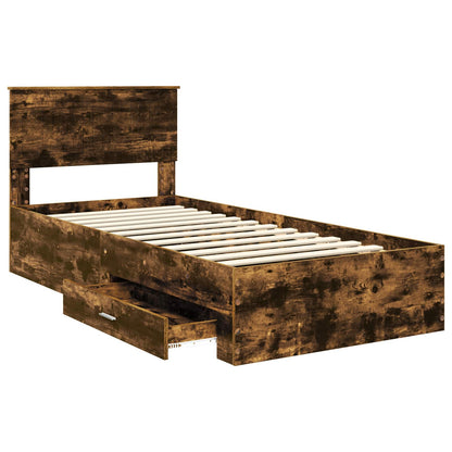 Struttura del letto con cassetto Rovere Fumo 90 x 190 cm | homemem39