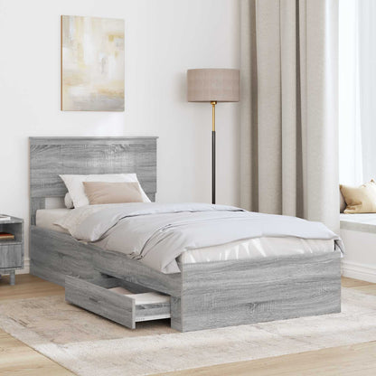 Struttura del letto con cassetto Sonoma grigio 90 x 190 cm | homemem39