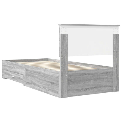 Struttura del letto con cassetto Sonoma grigio 90 x 190 cm | homemem39