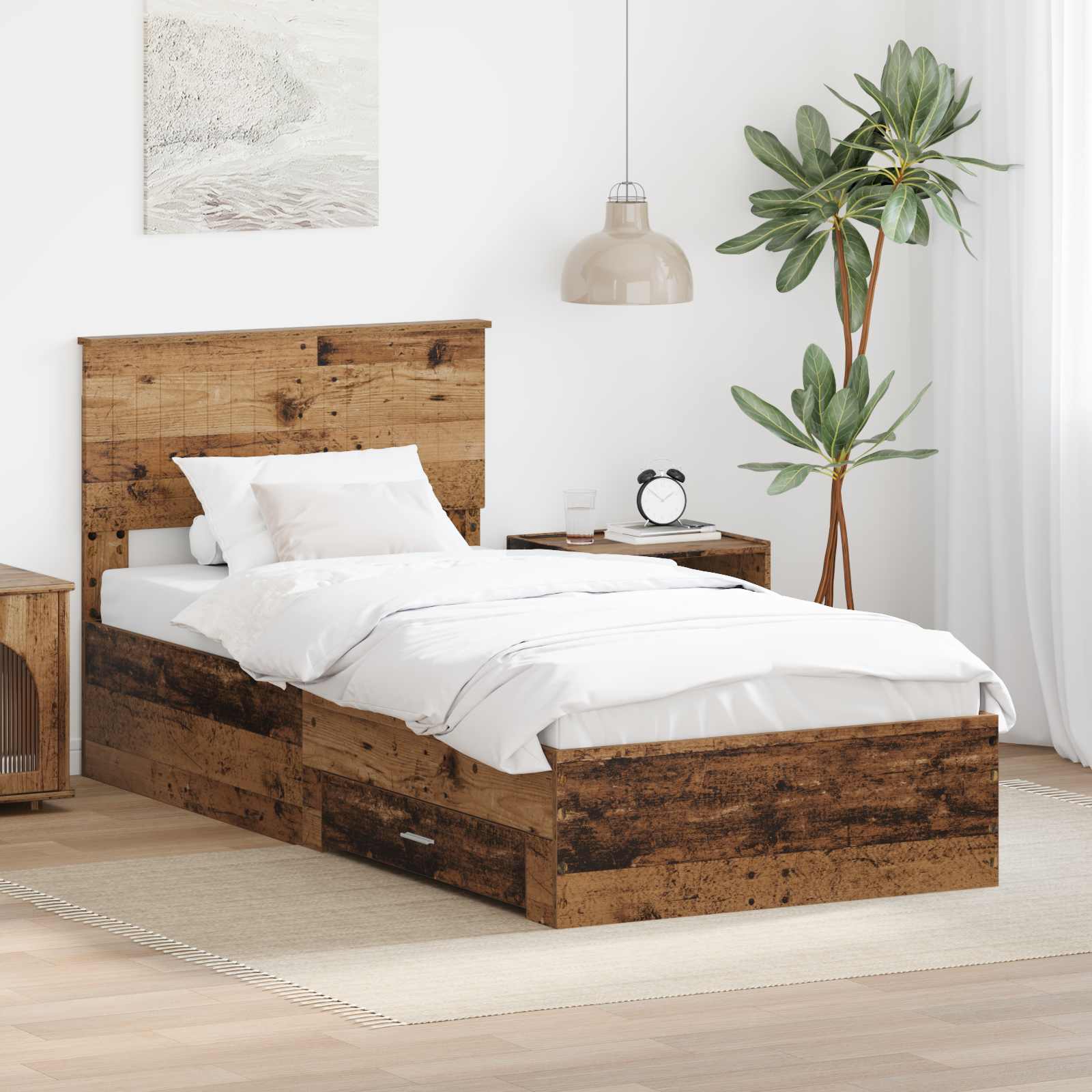 Struttura del letto con cassetto Legno antico 90 x 190 cm | homemem39