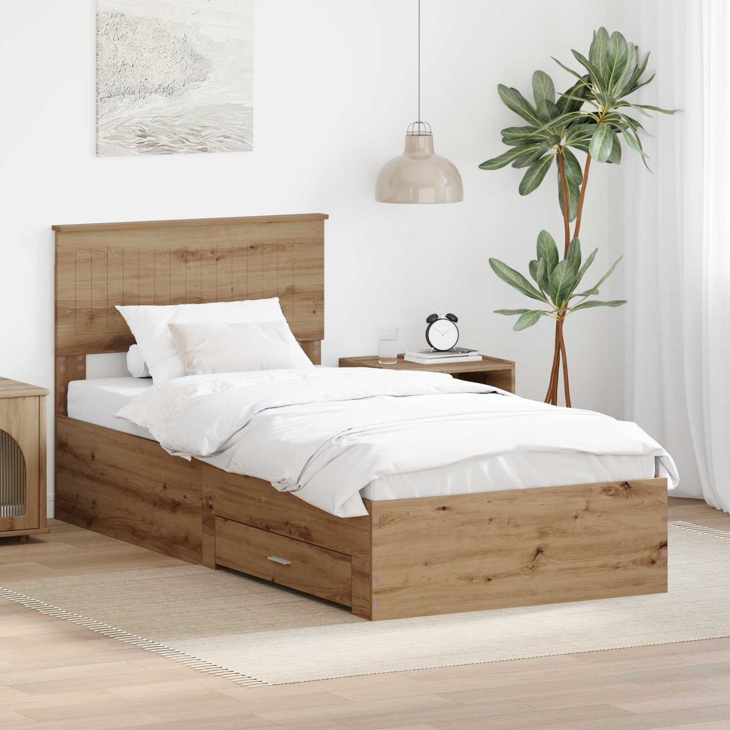 Struttura del letto con cassetto Rovere Artigianale 90 x 190 cm | homemem39