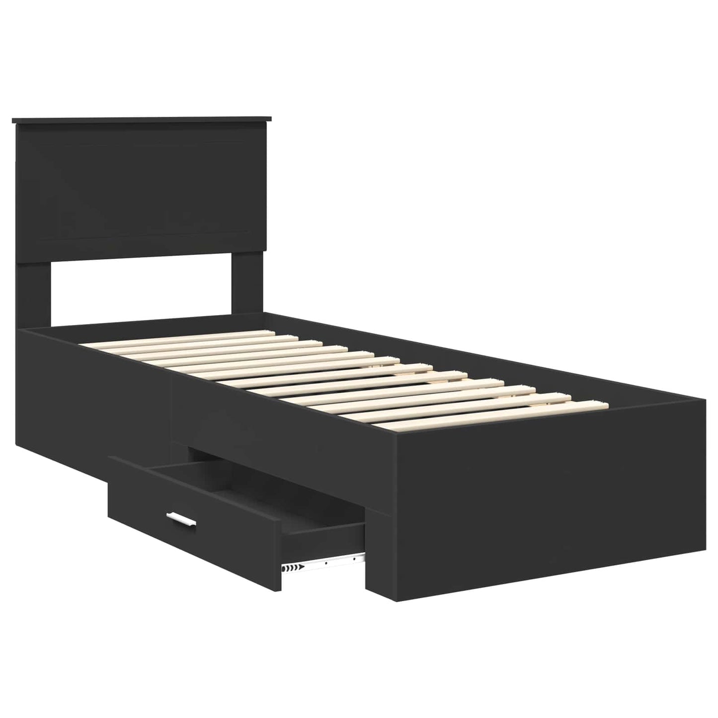 Struttura del letto con cassetto Nero e Argento 75 x 190 cm | homemem39
