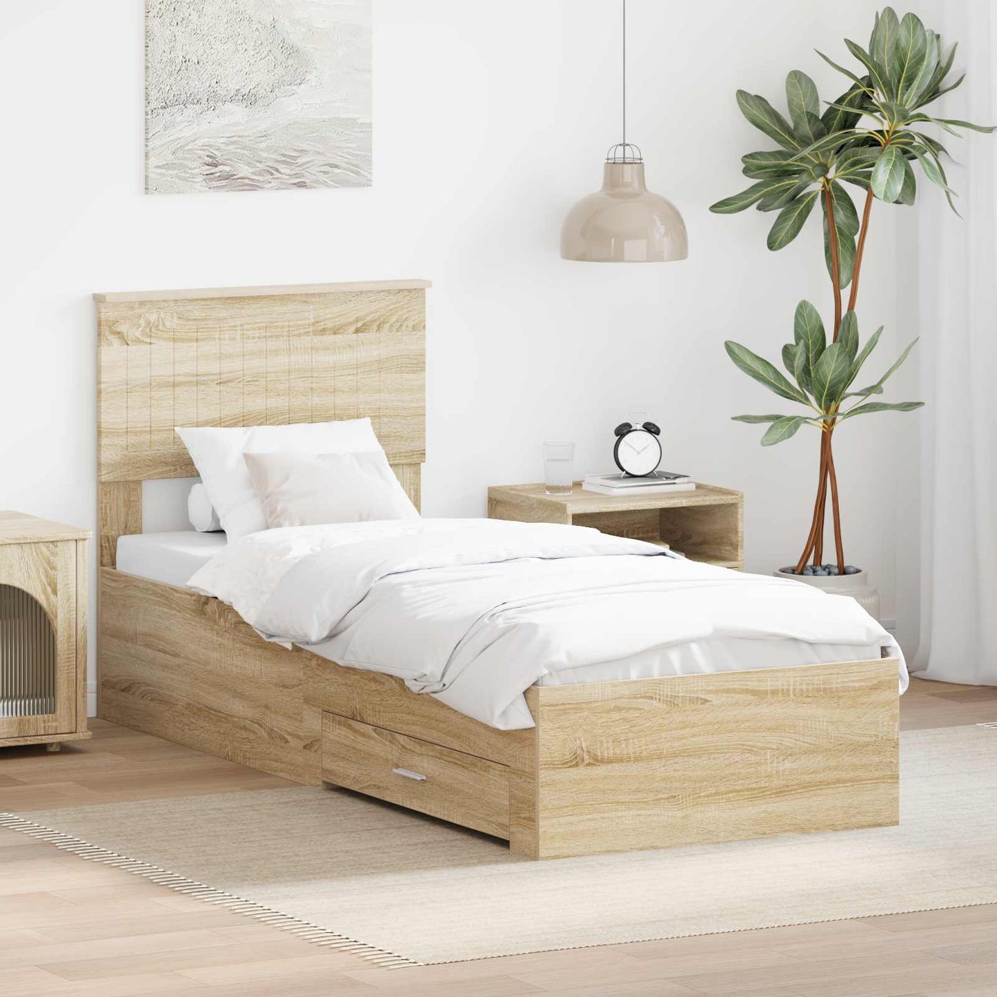Struttura del letto Rovere Sonoma e Argento 75 x 190 cm | homemem39