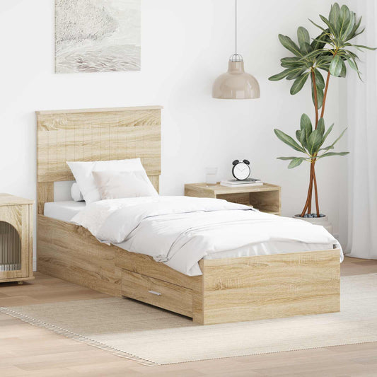 Struttura del letto Rovere Sonoma e Argento 75 x 190 cm | homemem39