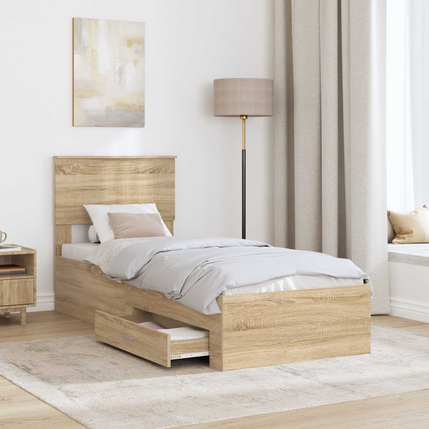 Struttura del letto Rovere Sonoma e Argento 75 x 190 cm | homemem39