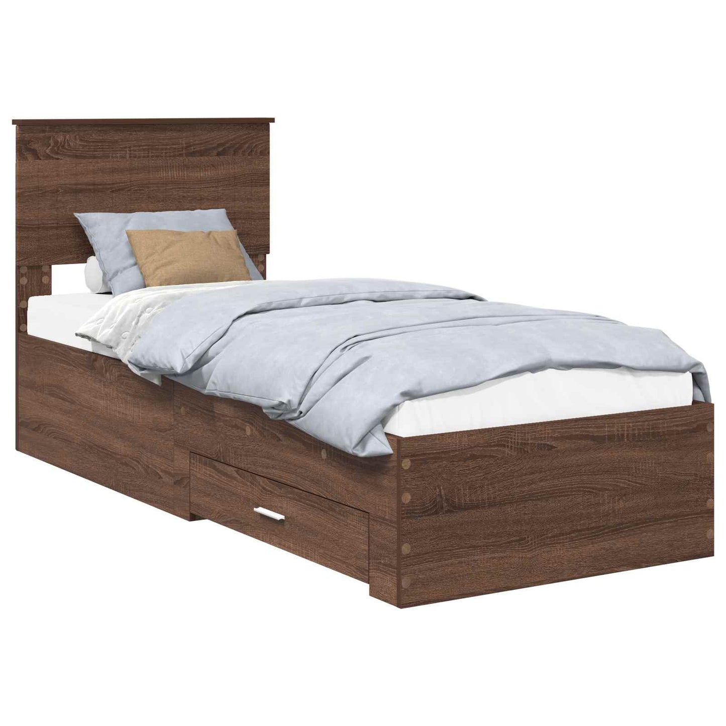 Struttura del letto Rovere Marrone e Argento 75 x 190 cm | homemem39