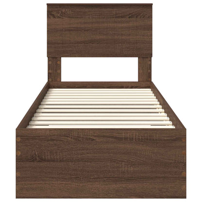 Struttura del letto Rovere Marrone e Argento 75 x 190 cm | homemem39