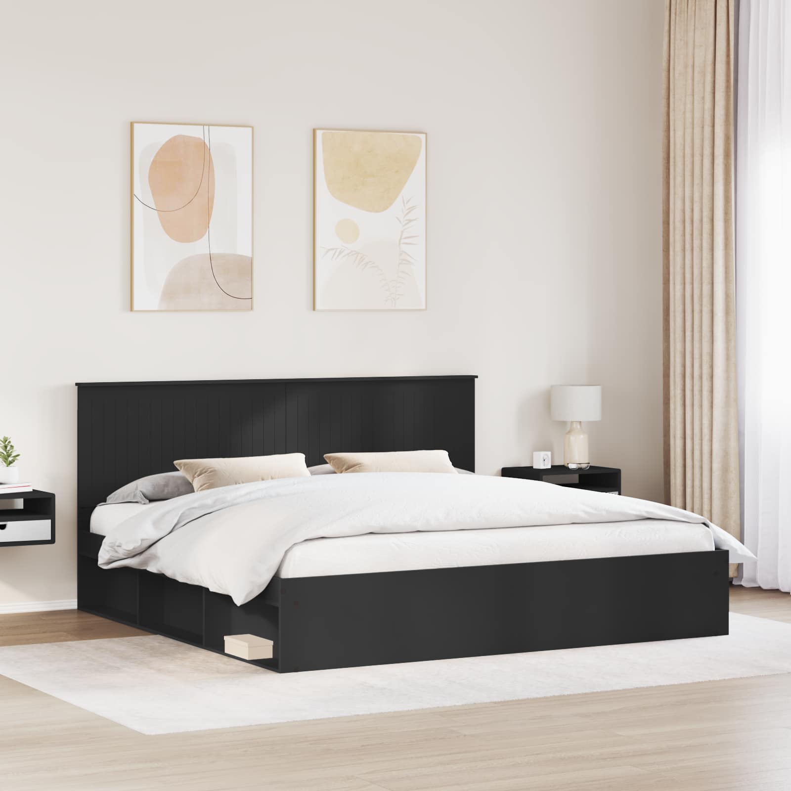 Struttura del letto Nero 200 x 200 cm Pino massello | homemem39