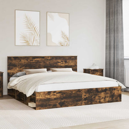 Struttura del letto Rovere fumé 200 x 200 cm Pino massello | homemem39