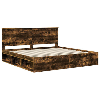 Struttura del letto Rovere fumé 200 x 200 cm Pino massello | homemem39