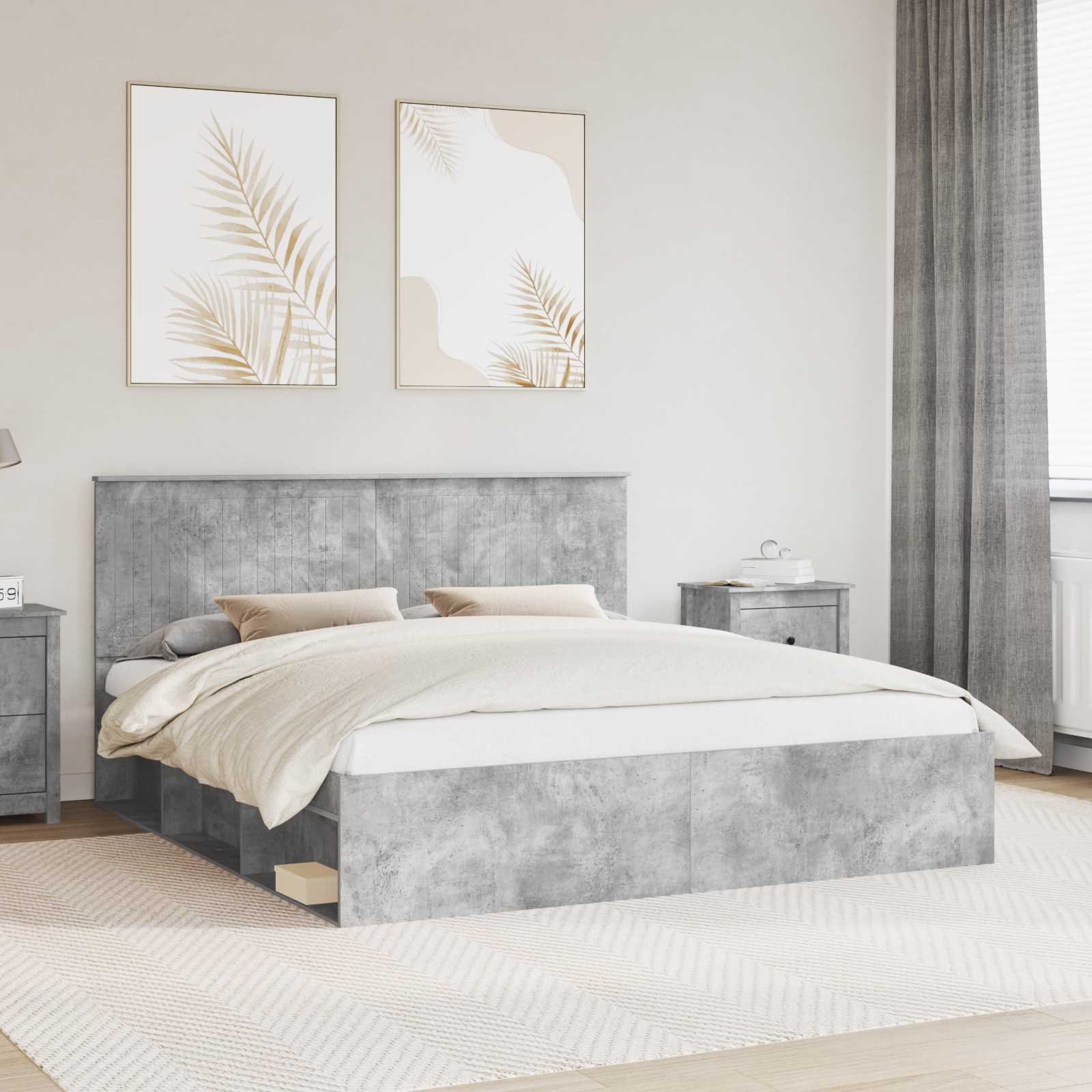 Struttura del letto Calcestruzzo 180 x 200 cm Pino massello | homemem39