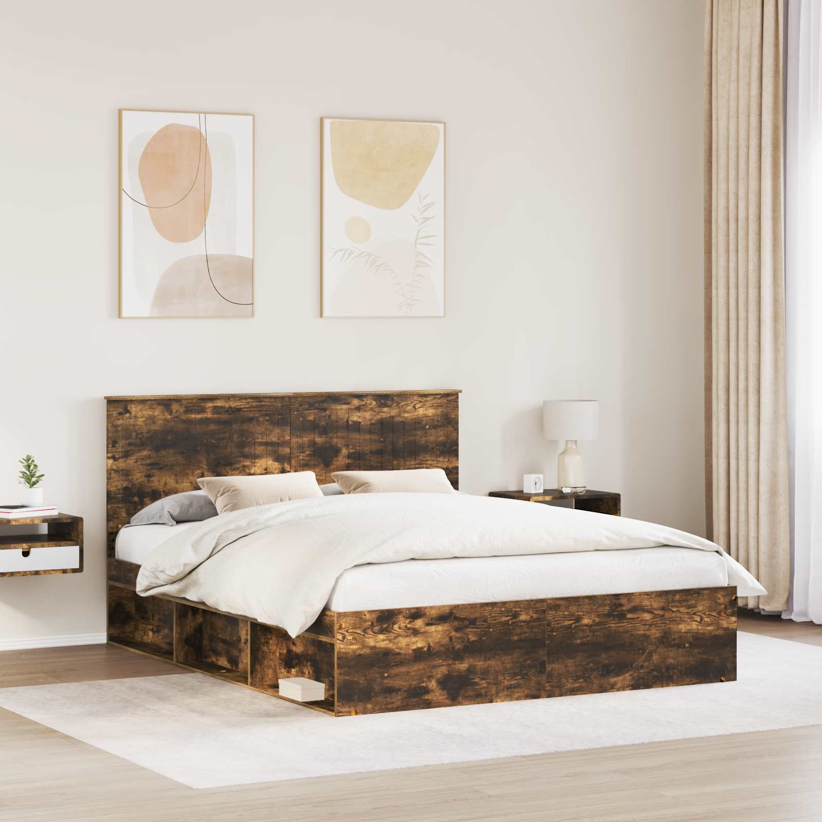 Struttura del letto Rovere fumé 160 x 200 cm Pino massello | homemem39