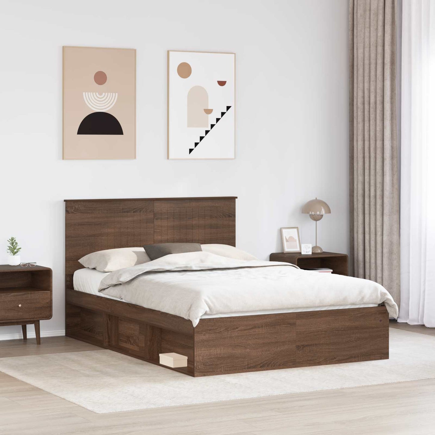 Struttura del letto Rovere Marrone 140 x 200 cm Pino massello | homemem39