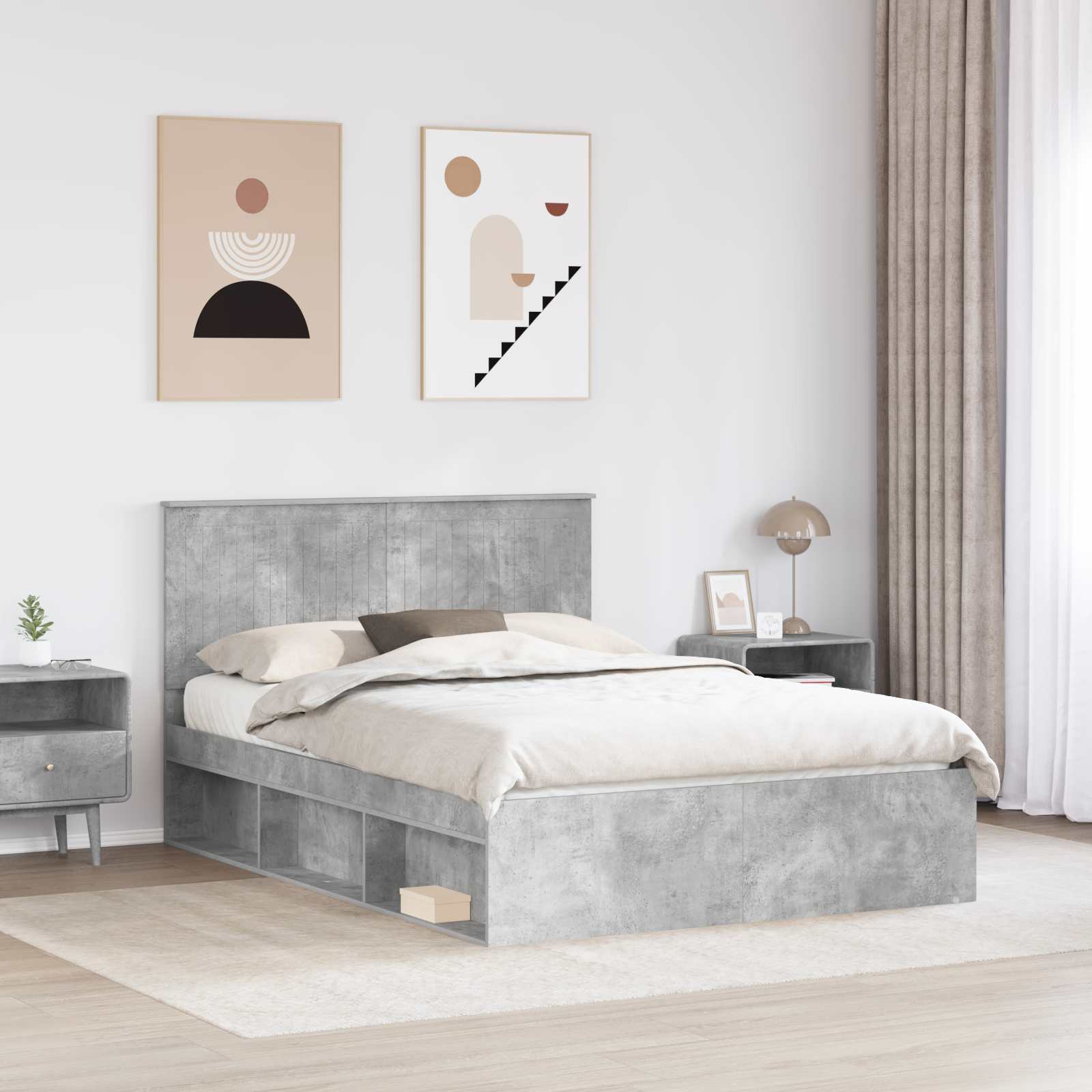 Struttura del letto Grigio Concretè 135 x 190 cm Pino massello | homemem39