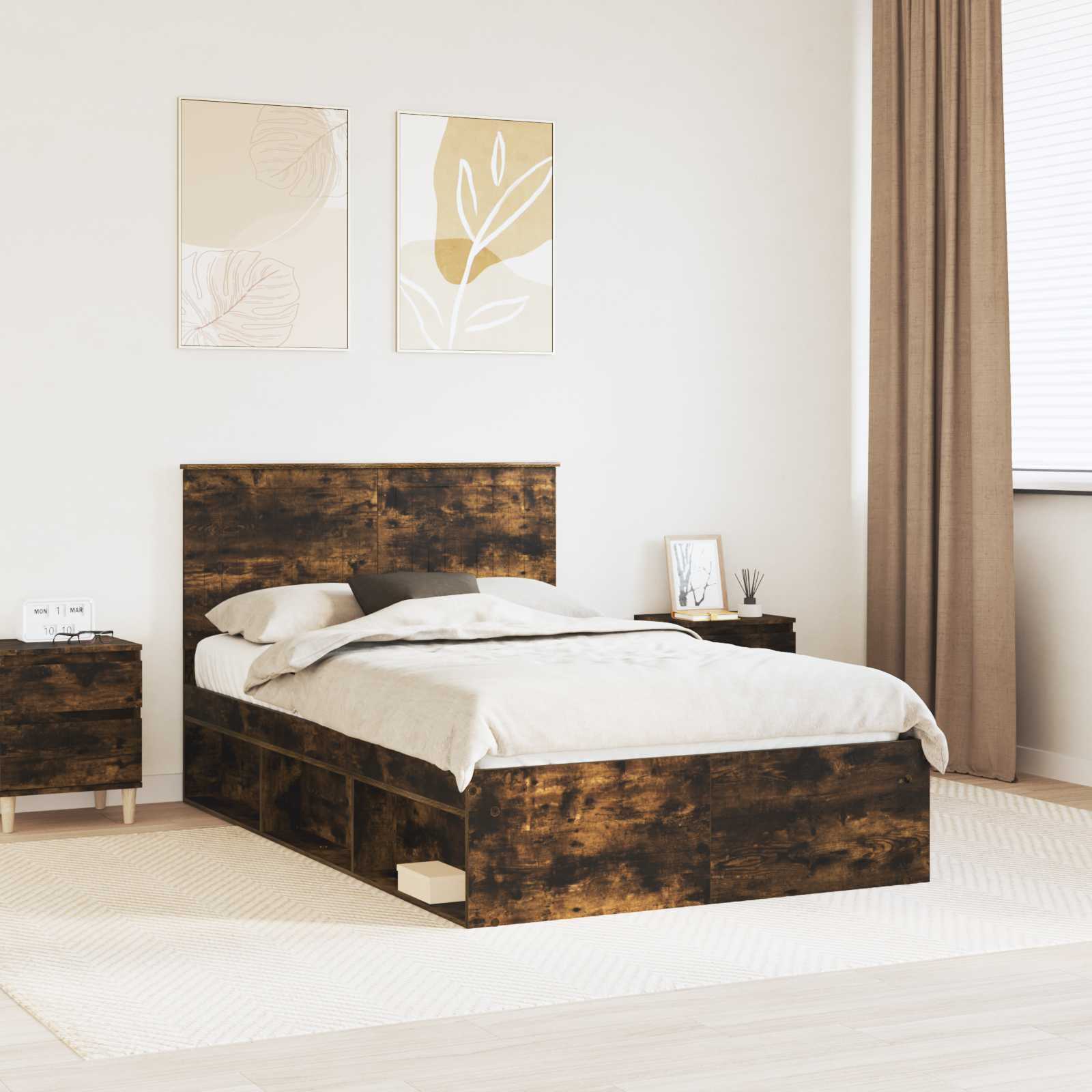 Struttura del letto Rovere fumé 120 x 200 cm Pino massello | homemem39