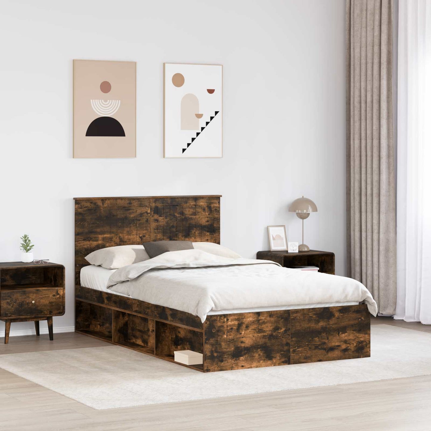 Struttura del letto Rovere fumé 120 x 200 cm Pino massello | homemem39