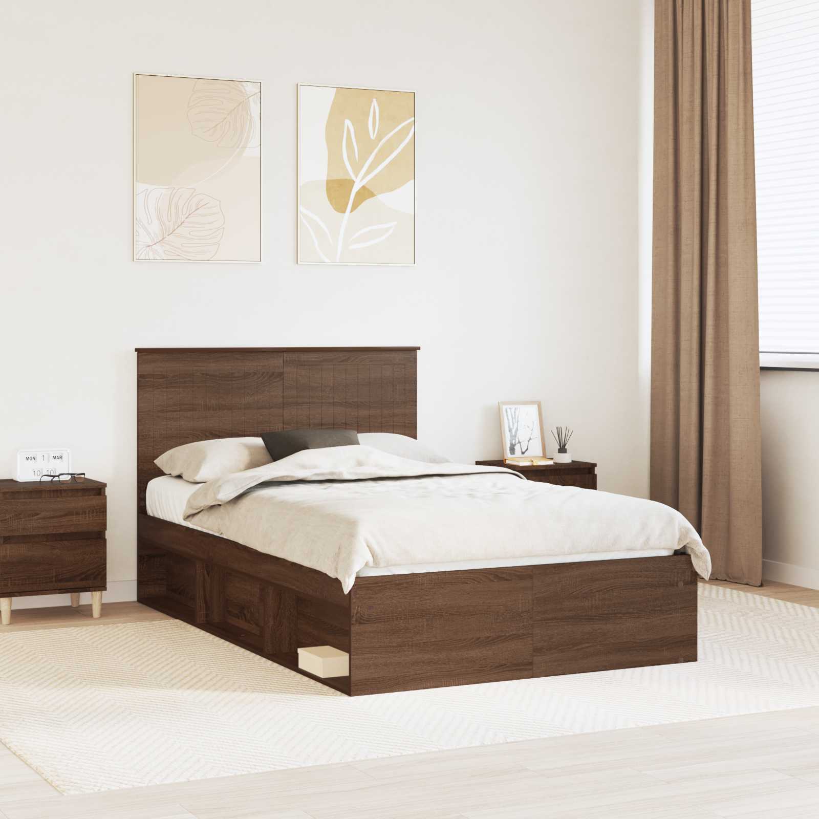 Struttura del letto Rovere Marrone 120 x 200 cm Pino massello | homemem39