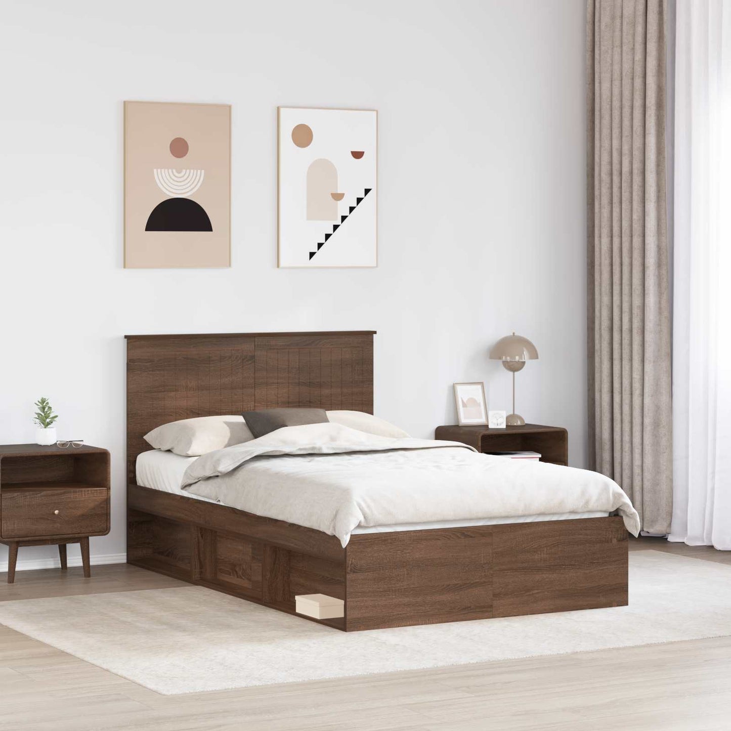 Struttura del letto Rovere Marrone 120 x 200 cm Pino massello | homemem39