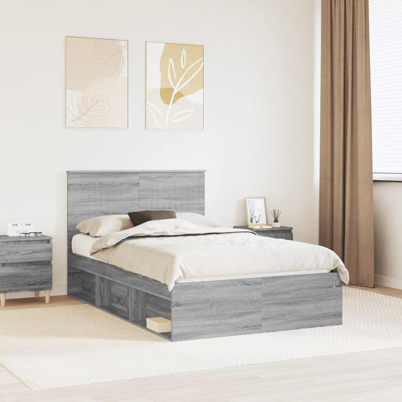 Struttura del letto Grigio Sonoma 120 x 190 cm Pino massello | homemem39