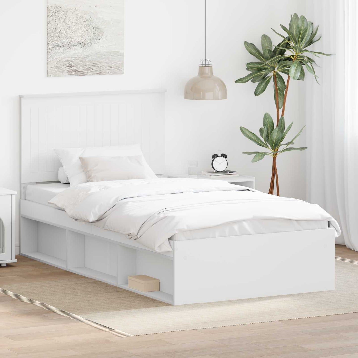 Struttura del letto Bianco 100 x 200 cm Pino massello | homemem39