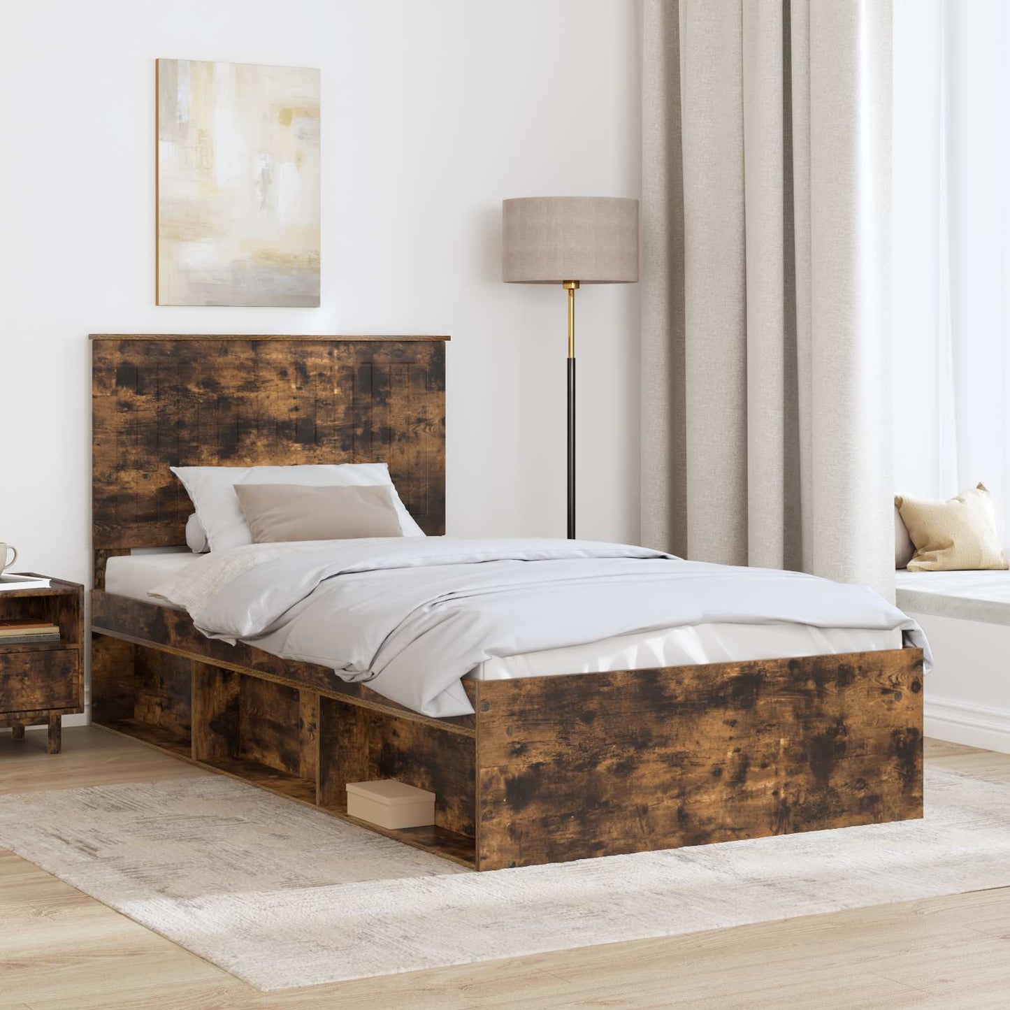 Struttura del letto Rovere fumé 100 x 200 cm Pino massello | homemem39