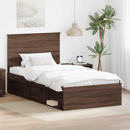 Struttura del letto Rovere Marrone 100 x 200 cm Pino massello | homemem39