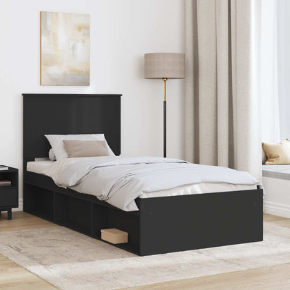 Struttura del letto con testiera Nero 90 x 200 cm Pino massello | homemem39