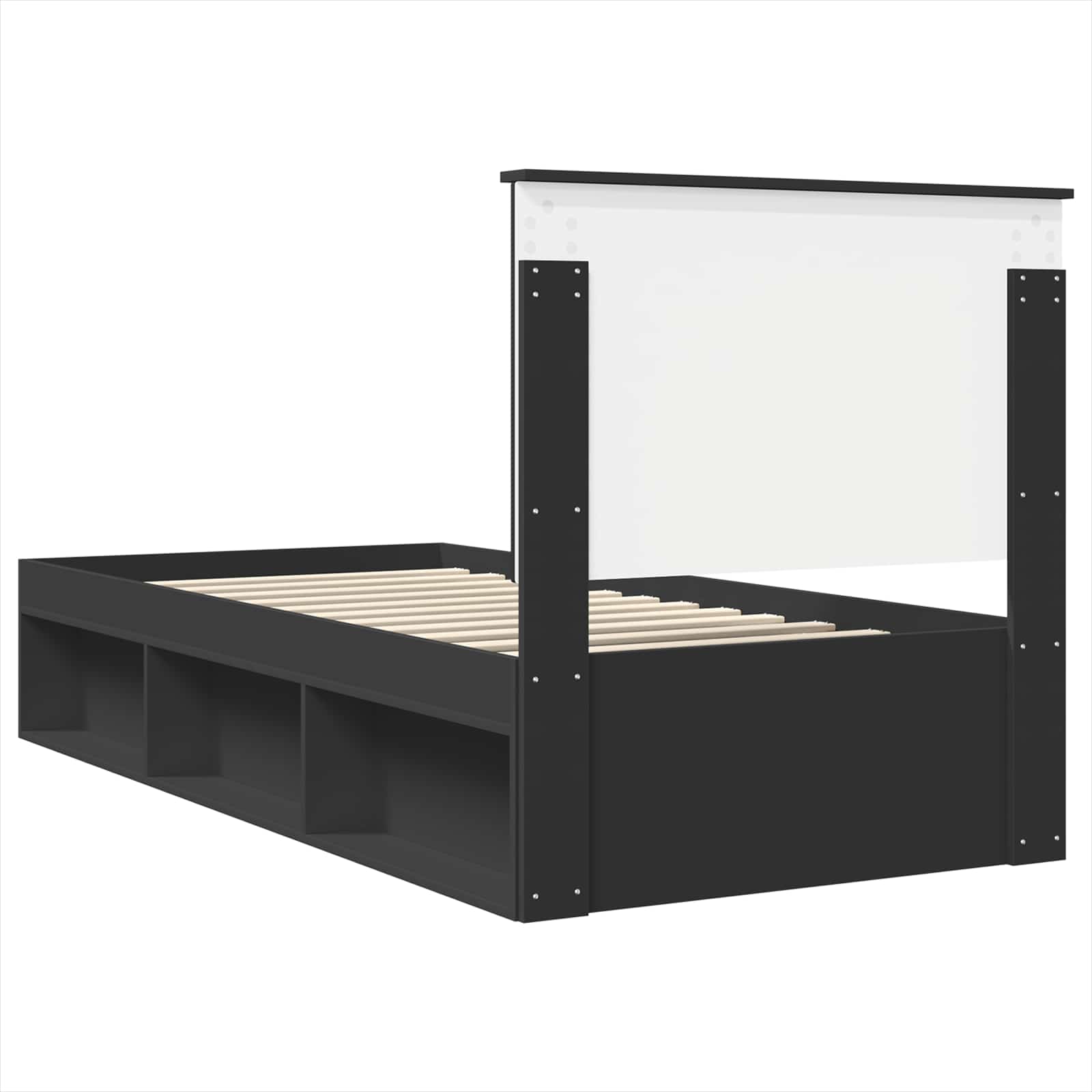 Struttura del letto con testiera Nero 90 x 200 cm Pino massello | homemem39