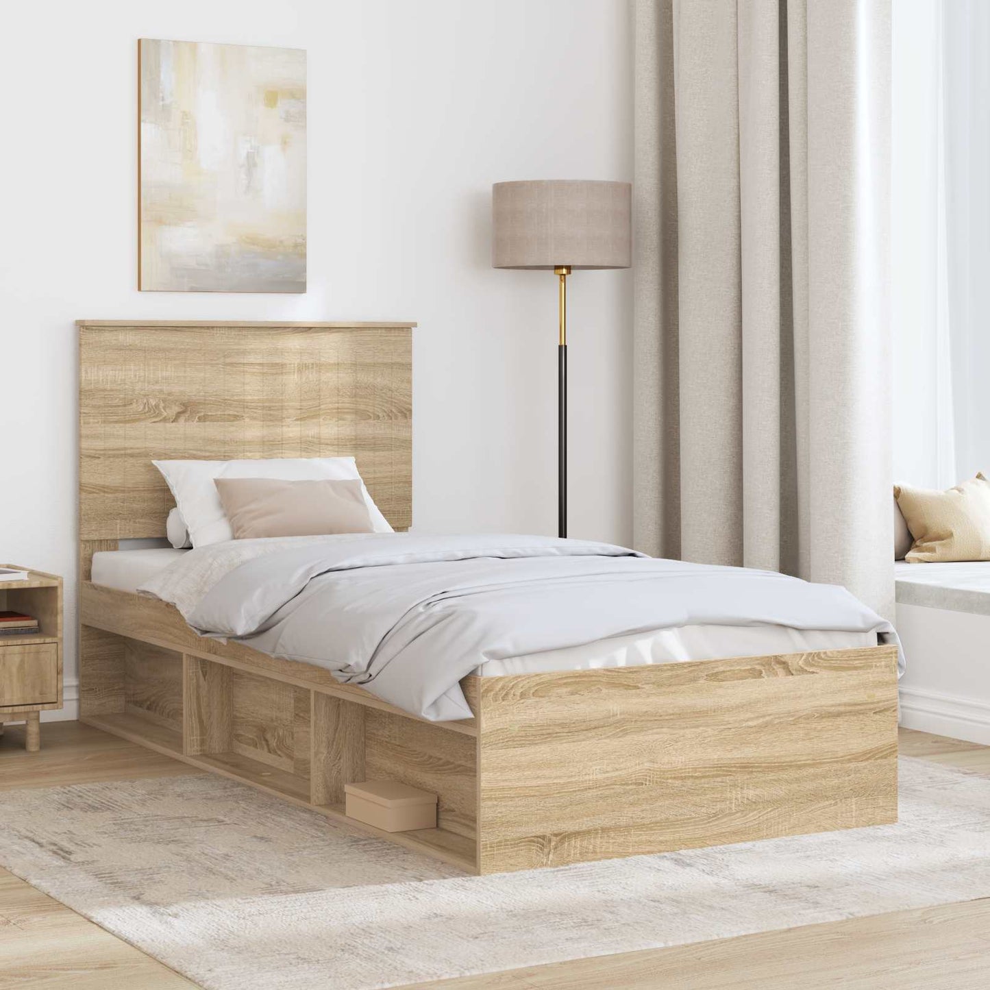 Struttura del letto Rovere Sonoma 90 x 190 cm Pino massello | homemem39