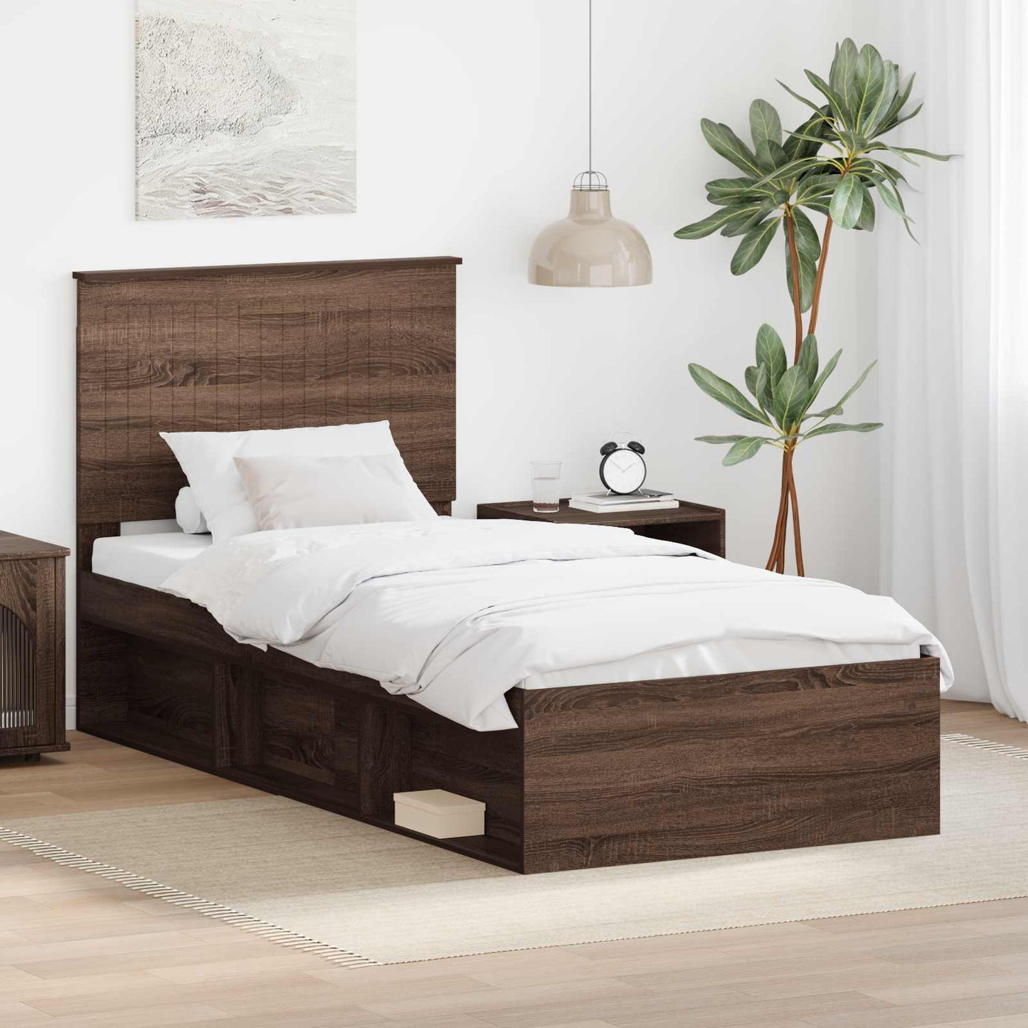 Struttura del letto Rovere Marrone 90 x 200 cm Pino massello | homemem39