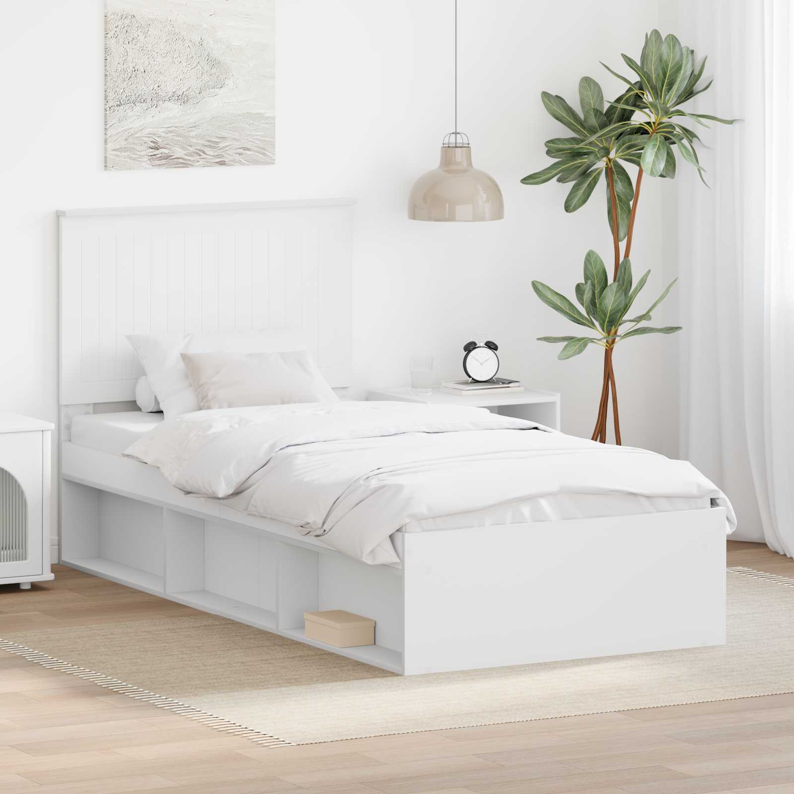 Struttura del letto Bianco 90 x 190 cm Pino massello | homemem39